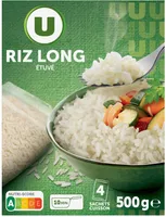 Riz long grain étuvé 10 minutes 4 sachets cuisson de 125g, 500g