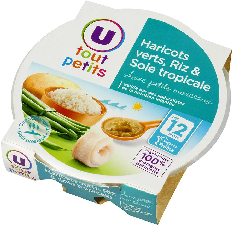 Assiette haricots verts, riz et sole tropicale