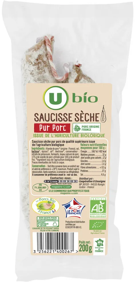 Saucisse sèche Pur Porc - 200g