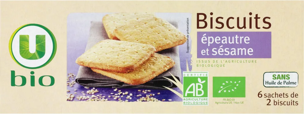Biscuits bio épeautre et sésames paquet de 150g