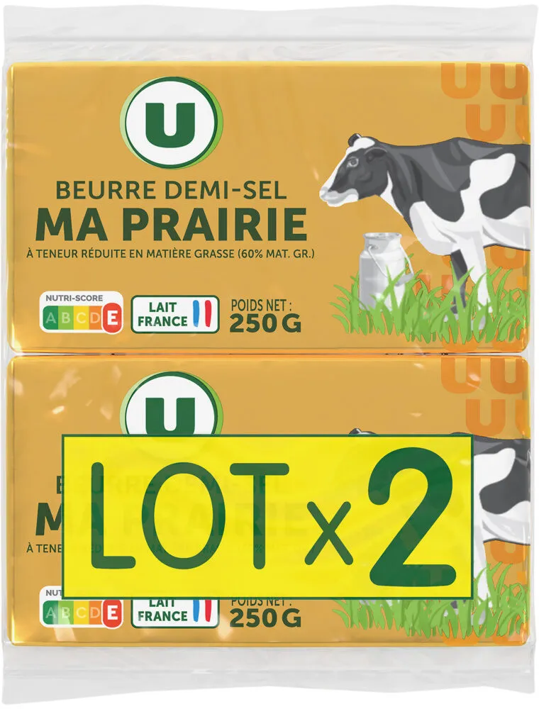 Beurre 1/2 sel teneur réduit 60%mg ma prairie 2X250G