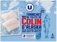 Tranches de filet de colin nature d'Alaska MSC 4x100g