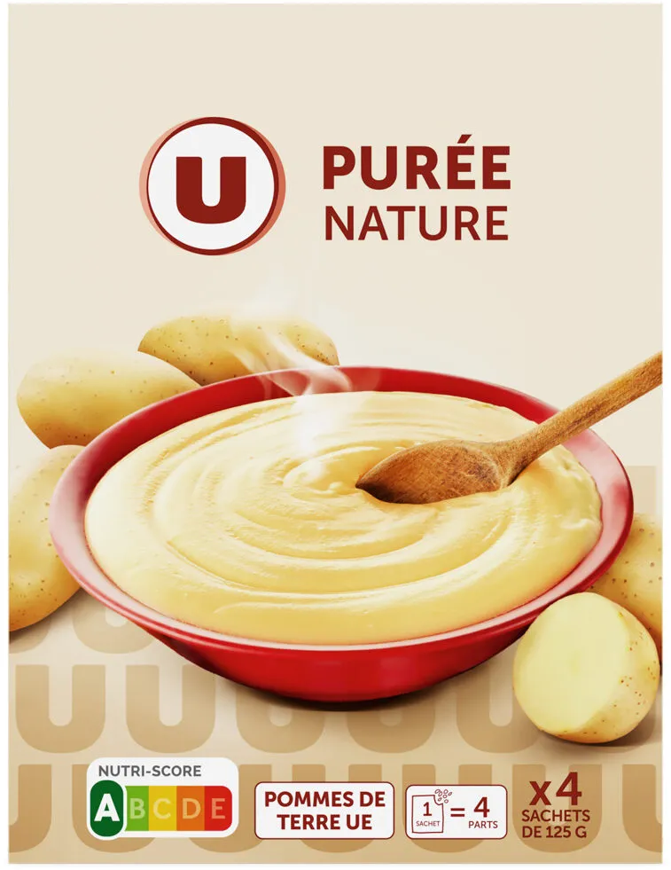 Purée nature, 4 sachets de 125g soit 500g