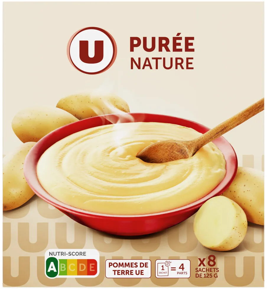 Purée nature, 8 sachets de 125g soit 1kg
