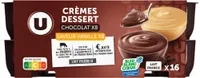 Crème dessert, pack panaché chocolat, vanille -16x125g