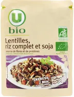 Lentilles riz complet et soja sachet micro-ondable de 250g