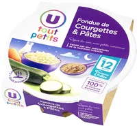 Assiette soir fondue courgettes pâtes