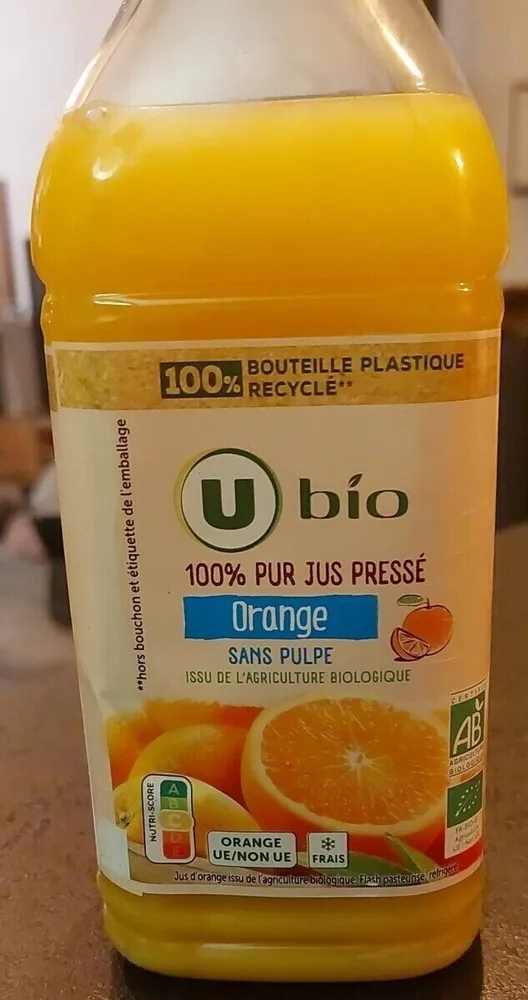 Pur jus frais réfrigéré orange sans pulpe