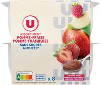Dessert fruitier de pommes, fraises et pommes, framboises sans sucresajoutés 8 pots de 100g
