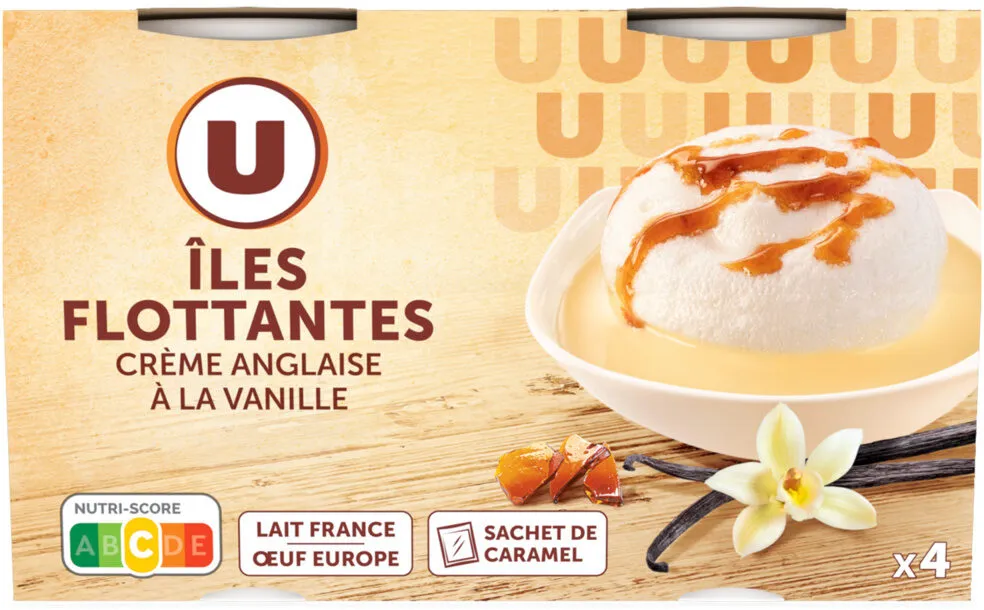 Dessert Ile Flottante et sachet caramel - 4 pots de 100g