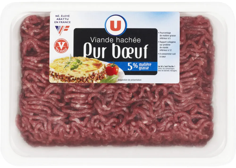 Viande hachée pur boeuf, 5% Matière Grasse, France, 500g