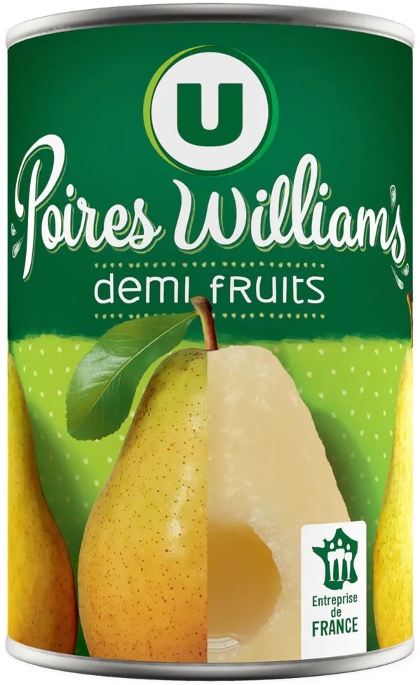 Poires demi-fruits au sirop léger boîte de 1/2, 225g