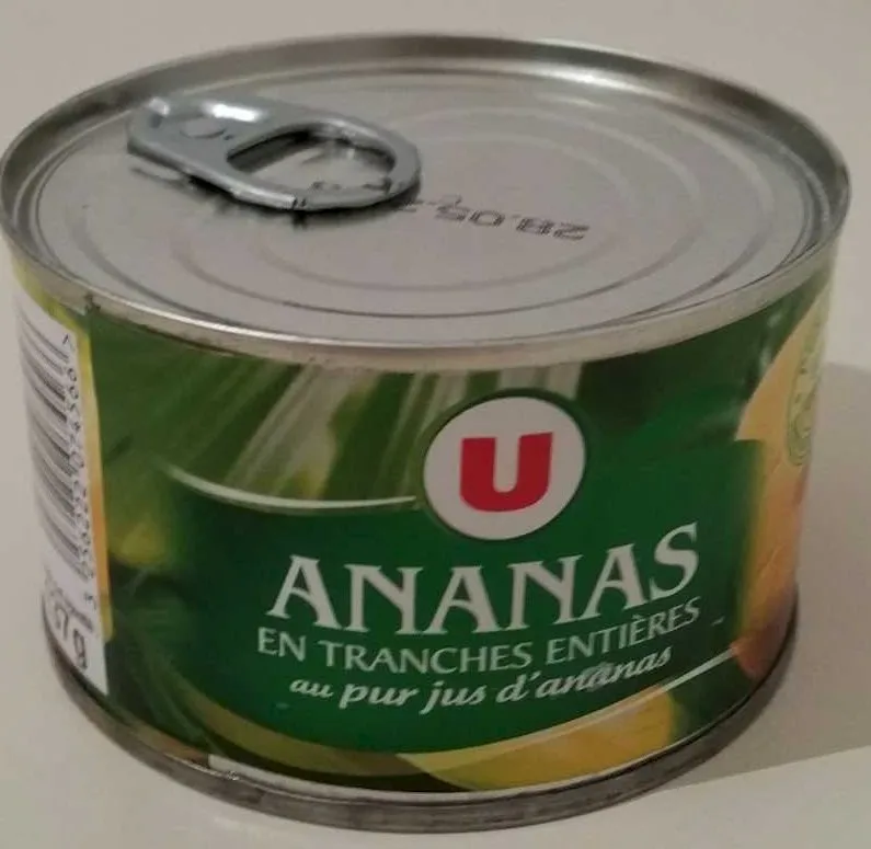 Ananas en tranches entières au pur jus d'ananas