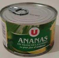 Ananas en tranches entières au pur jus d'ananas