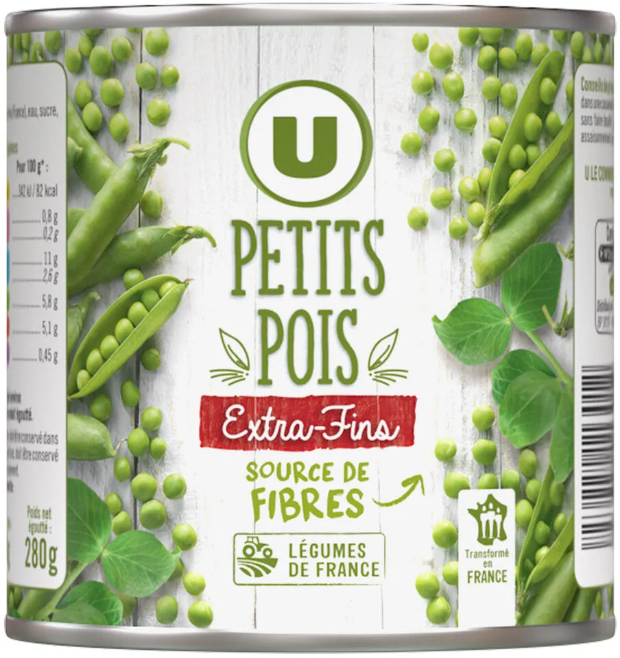 Petits pois extra-fins - Boîte de 280g net égoutté