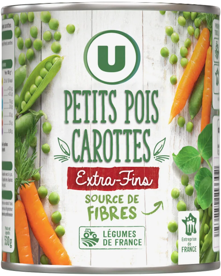Petits pois extra fins et jeunes carottes - Boîte de 530g net égoutté