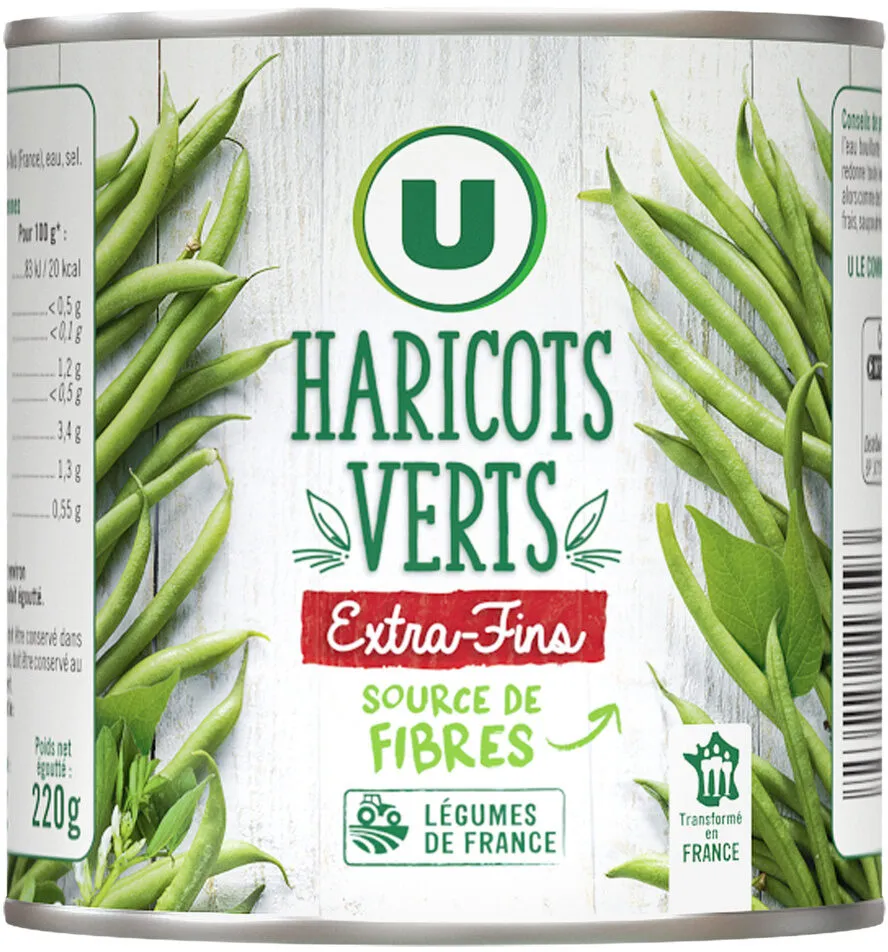 Haricots verts extra-fins - Boîte de 220g net égoutté