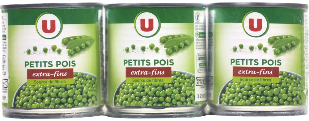 Petits pois extra-fins à l'étuvée - 3 boîtes de 140g
