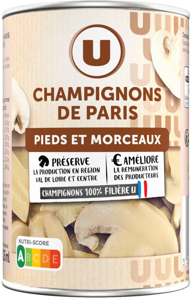 Champignons de Paris pieds et morceaux - Boîte de 230g net égoutté