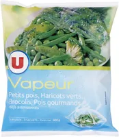 U Légumes vapeur petits pois, haricots verts et brocolis 3 sachets de200g