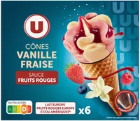 Cônes vanille fraise sauce fruits rouges