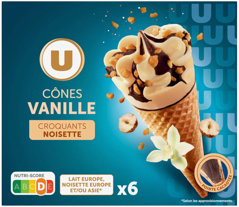 Cônes glacés à la vanille x6