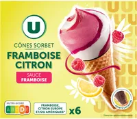 Cônes glacés sorbet framboise citron x6