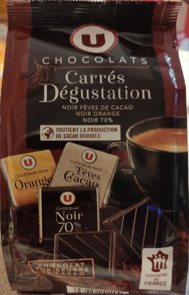 Chocolat mignonettes dégustation 3 variétés noir 70%, noir fève et noir à l'orange 36 carrés - 180g