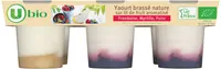 Yaourts brassés nature sur lit de fruit aromatisé (Framboise, Myrtille,Poire) - 6x125g