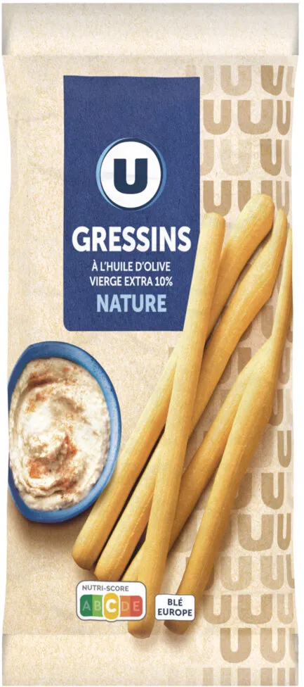 Gressins nature à l'huile d'olive paquet de 125g