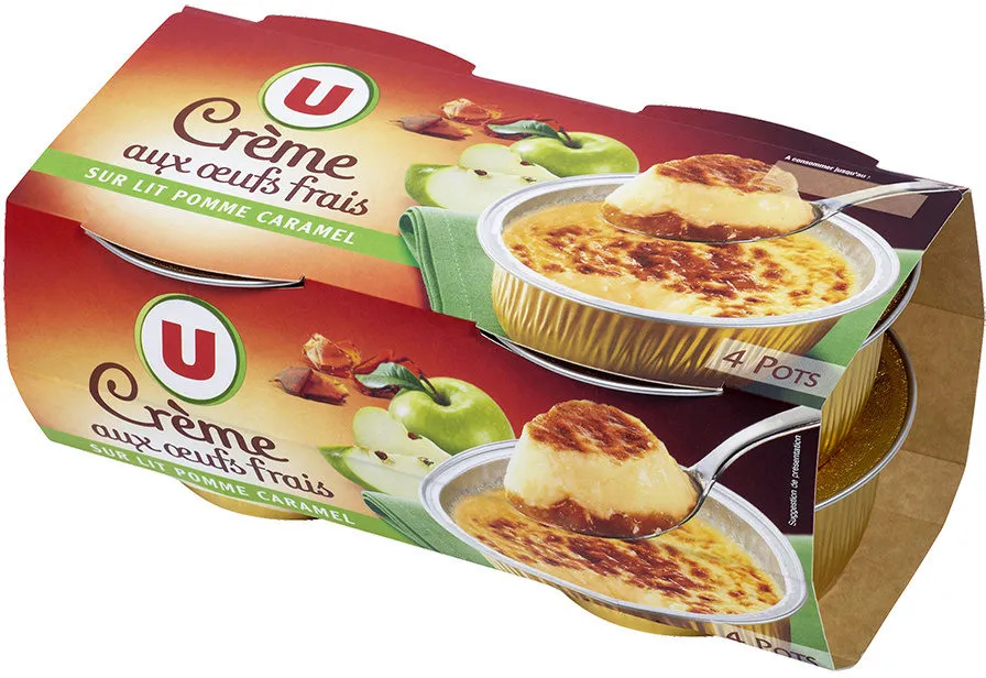 Crème aux oeufs sur lit de pommes au caramel