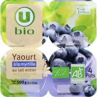 Yaourts brassés sucrés aux myrtilles