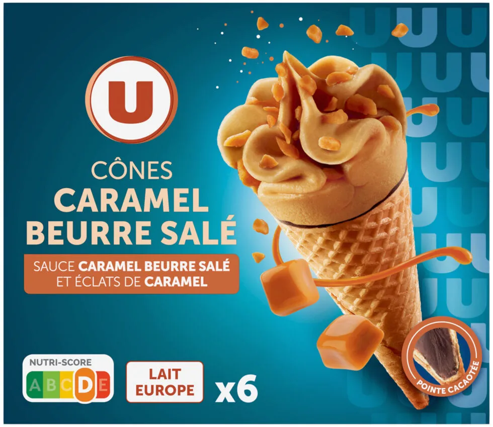 Cônes glacés caramel beurre salé x6