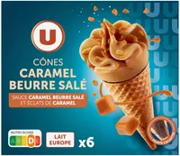 Cônes glacés caramel beurre salé x6