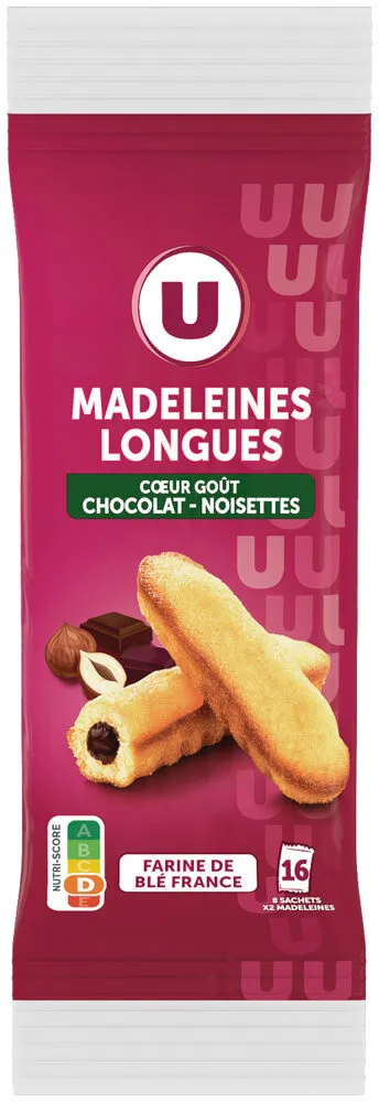 Madeleines longues fourrage chocolat noisette - 240g
