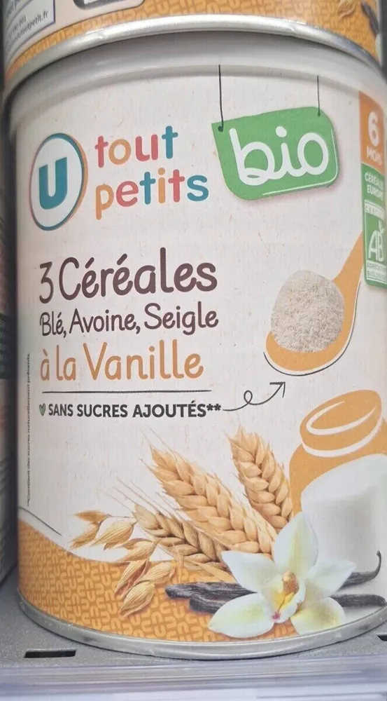 3 céréales Bébé Blé Avoine Seigle à la vanille, de 6 à 12 mois - 220g
