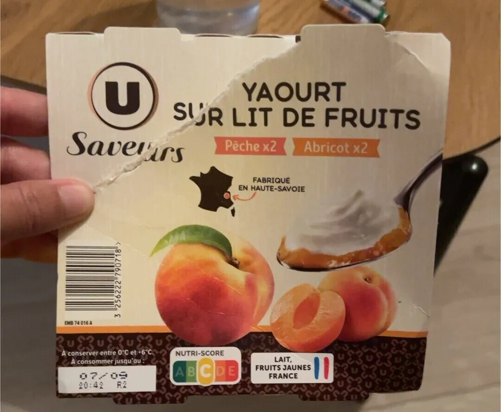 Yaourt sur lit de pêche abricot - 4x125g