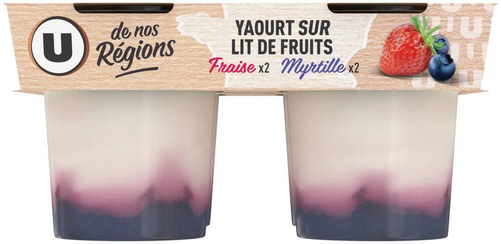 Yaourt sur lit de fraise myrtille - 4x125g