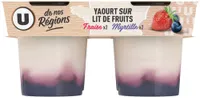 Yaourt sur lit de fraise myrtille - 4x125g