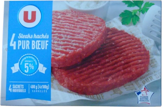 Steaks hachés pur boeuf Viande bovine française 5% de MG