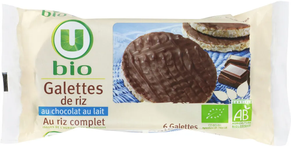 Galette de riz nappée de chocolat au lait