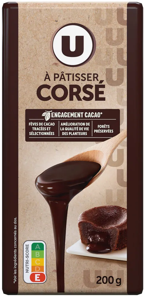 Chocolat noir corsé à pâtisser 64% Tablette de 200g