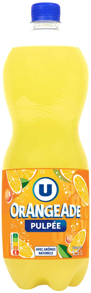Boisson gazéifiée au jus d'orange pulpé à base de concentré avec sucre1,5L