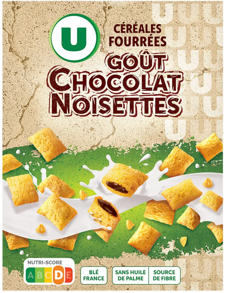 Céréales fourrées au chocolat et noisettes boîte de 375g