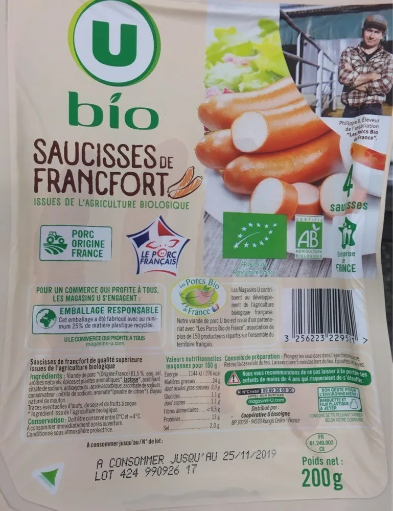 Saucisses de francfort bio