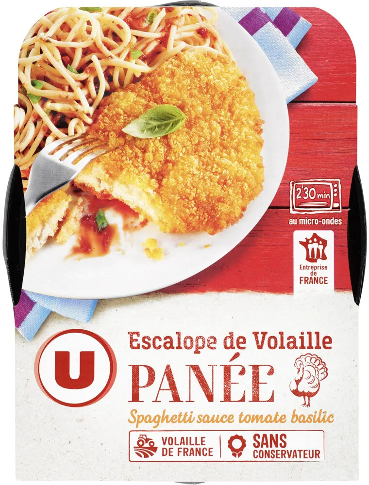 Escalope de dinde panée et spaghetti