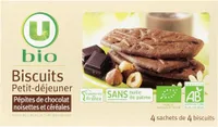 Biscuits petit déjeuner pépites chocolat et noisettes bio paquet de200g