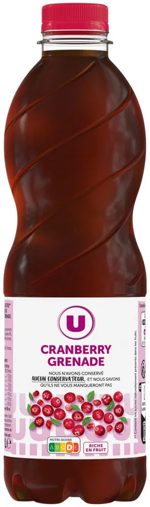 Boisson Cranberry Grenade sans sucres ajoutés PET 1L