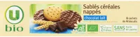 Biscuits Sablés bio céréales nappés chocolat au lait paquet de 200g