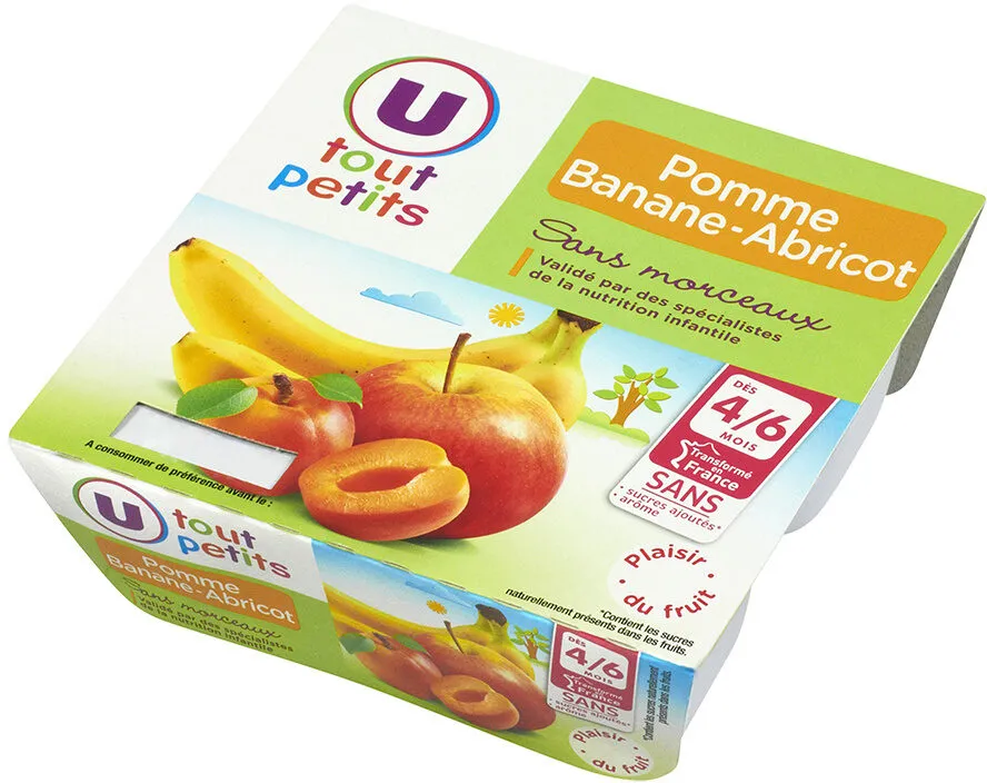 Petits pots dessert pomme, banane et abricot